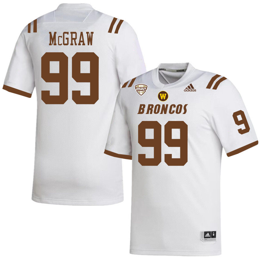 #99 Rodney McGraw Western Michigan Broncos College Football Jerseys Stitched-White